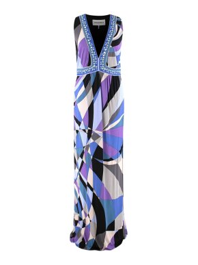Emilio Pucci Blue Printed Maxi Dress