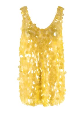 Dries Van Noten Yellow Iridescent Paillettes Shell Tp
