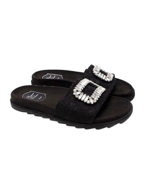 Roger Vivier Black Crystal Embellished Sliders
