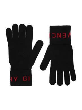 Givenchy Black Logo Intarsia Gloves