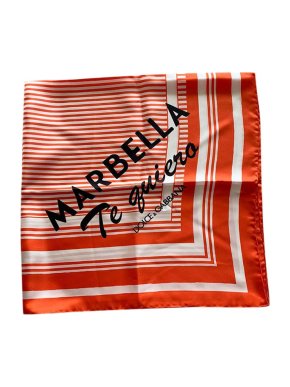 Dolce & Gabbana Marbella Orange Striped Silk Twill Square Scarf 90