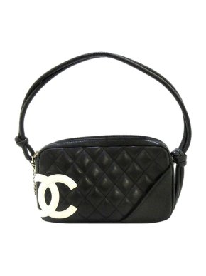 Chanel Vintage Black Quilted Leather Cambon Ligne Pochette Bag
