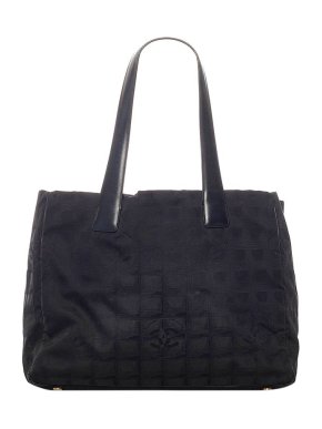 Chanel Vintage Black Nylon New Line Travel Tote Bag