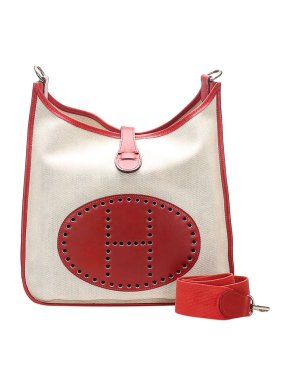 Hermes Toile Canvas & Leather Evelyne GM Bag