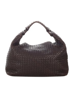 Bottega Veneta Brown Leather Intrecciato Hobo Bag