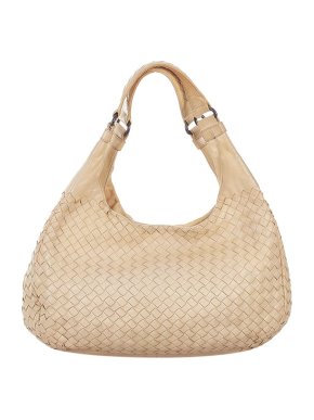 Bottega Veneta Ivory Leather Intrecciato Campana Hobo Bag