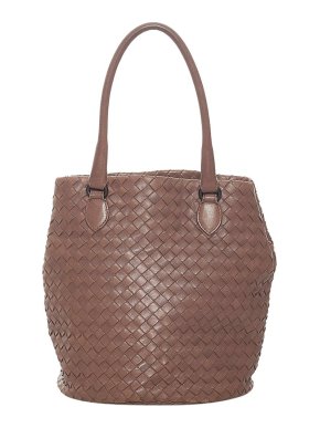 Bottega Veneta Taupe Leather Intrecciato Bucket Bag