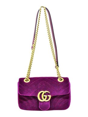 Gucci Purple Velvet GG Marmont Chain Strap Bag