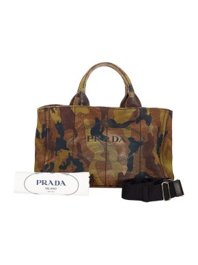 Prada Camouflage Canvas Canapa Logo Tote Bag