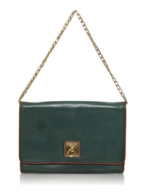 Celine Green Vintage Leather Shoulder Bag