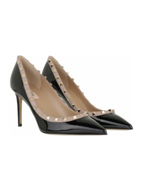 Valentino Garavani Black & Poudre Rockstud 85mm Pumps