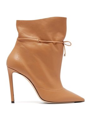 Jimmy Choo Stitch 100 Drawstring Leather Ankle Boots Tan