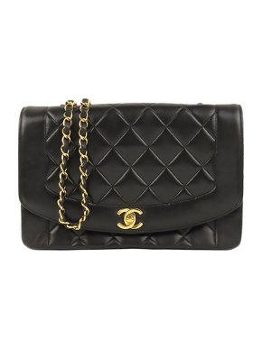 Chanel Vintage Black Leather Diana Flap Bag