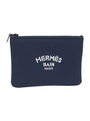 Hermes Navy Nylon Neobain Logo Pouch