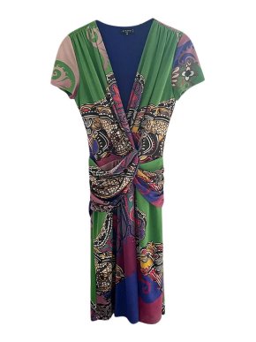 Etro Multicolour Paisley Print Draped Jersey Dress