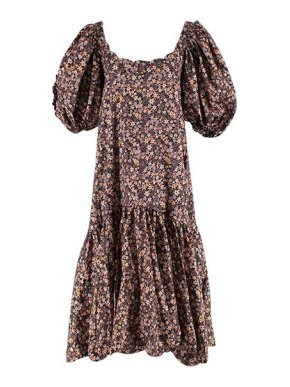 Kika Vargas Black Starfish Print Cotton Sundress