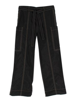 Ganni Black Nylon Topstitched Combat Trousers