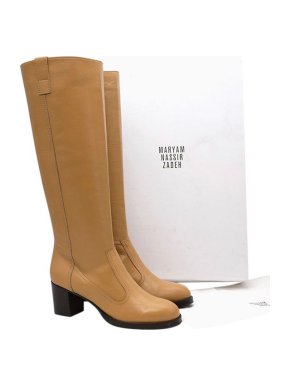 Maryam Nassir Zadeh Tan Leather Norfolk Heeled Long Boots