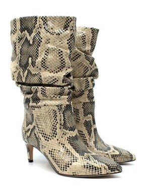 Paris Texas Python Embossed Leather Slouchy Heeled Boots