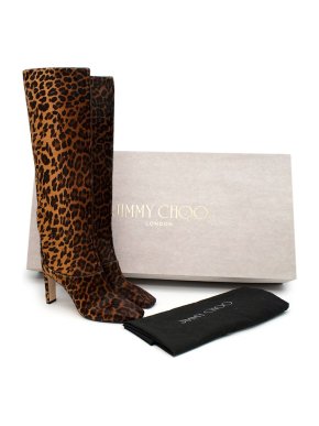 Jimmy Choo Degrade Leopard Print Calf Hair Mahesa 85 Heeled Long Boots