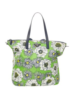 Prada Green Floral Nylon Tessuto Stampato Satchel