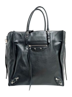 Balenciaga Black Leather Papier A5 Tote Bag