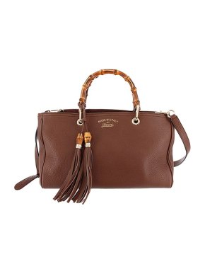Gucci Chocolate Brown Leather Bamboo Handle East West Tote Bag