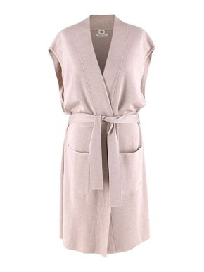 Hermes Beige Cashmere-Silk Longline Belted Cardigan