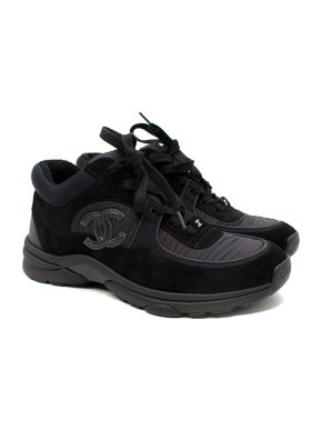 Chanel Black Suede CC Logo Sneakers
