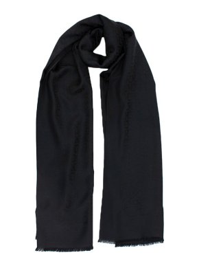 Salvatore Ferragamo Black Gancini Silk Shawl Scarf