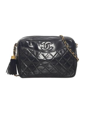 Chanel Black Leather Quilted Camera Bag