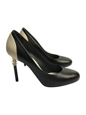 Chanel Black & White CC Stiletto Heeled Pumps