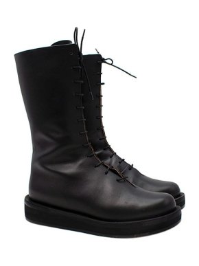 Neous Black Leather Lace-up Boots