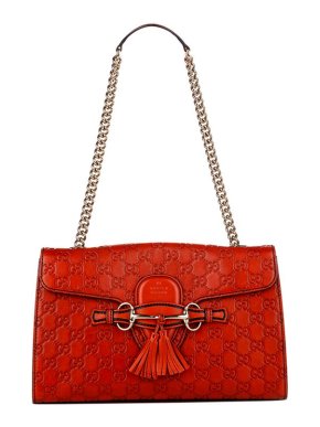 Red Microguccissima  Embossed Leather Emily  Bag