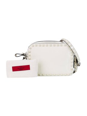 Valentino Garavani White Leather Free Rockstud Camera Bag