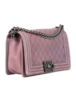 Chanel Lilac Suede Quilted Medium Boy Bag
