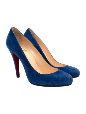 Christian Louboutin Blue Suede Round Toe Heeled Pumps