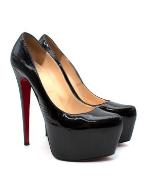 Christian Louboutin Black Patent Leather Daffodil Platform Heeled Pumps
