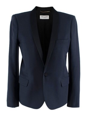 Saint Laurent Navy & Black Shawl Lapel Tailored Jacket