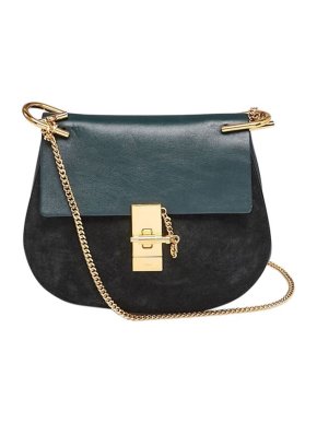Chloe Leather & Suede Teal Drew Crossbody Bag