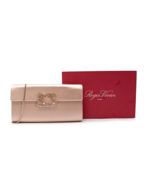 Roger Vivier Envelope Flap Flower Buckle Clutch Bag