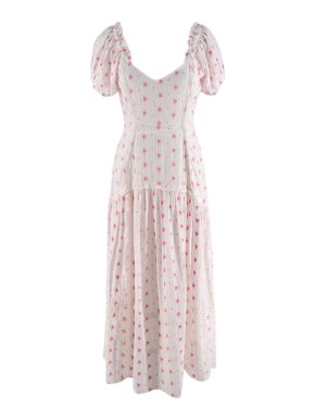 Love Shack Fancy Jeanette Pink & White Dress