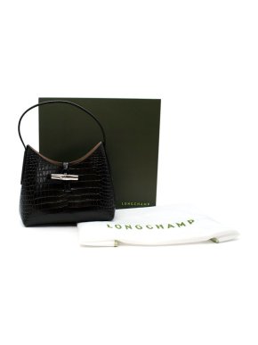 Longchamp Roseau croc-embossed shoulder bag