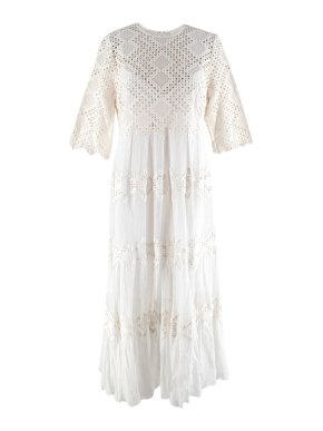 Zimmermann Ivory Crepe & Crochet Midi Dress