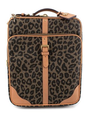 Mulberry Khaki Leopard Print Scotchgrain Canvas Trolley Suitcase