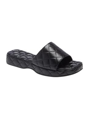 By Far Black Quilted Leather Lilo Platform Sandals