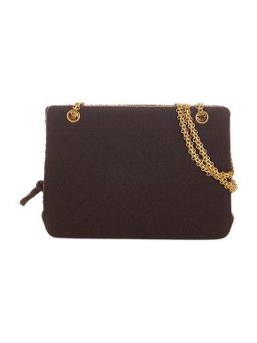 Chanel Brown Textured Knit Bijoux Chain Shoulder Bag