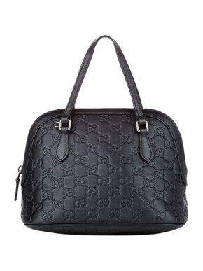 Black Guccissima Embossed Leather Dome Bag