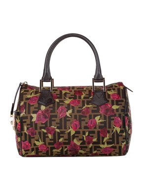 Fendi Zucca Roses Canvas Boston Bag