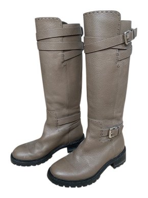 Fendi Taupe leather Sellier Knee Boots